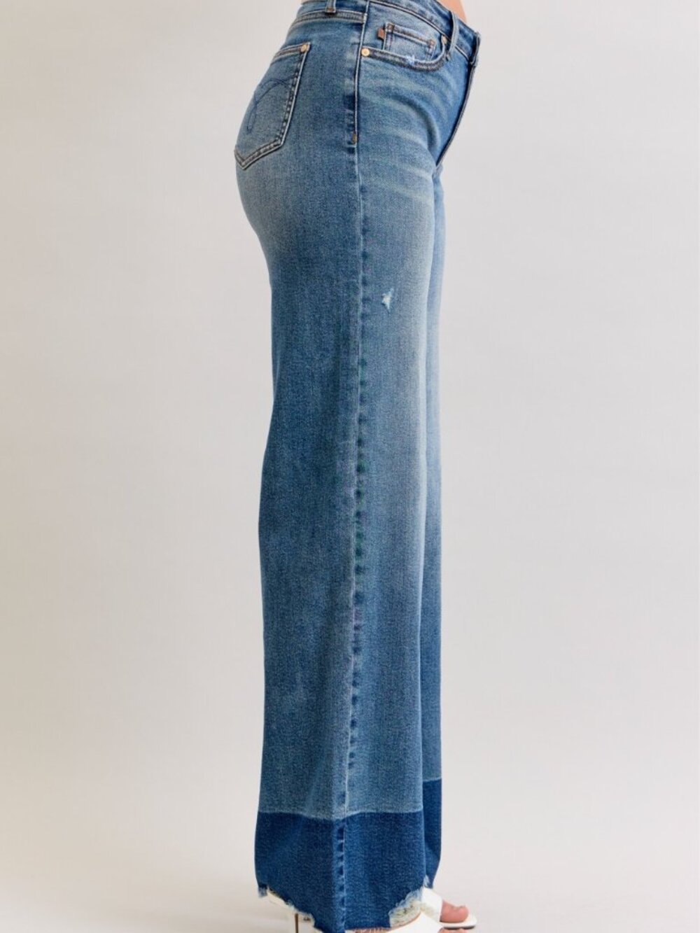 Raw Hem High Waist Column Straight Jeans - Picture 4 of 7